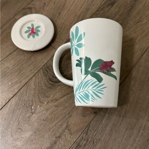 David’s Tea perfect mug tropical Frog color changing teal green pink lid infuser